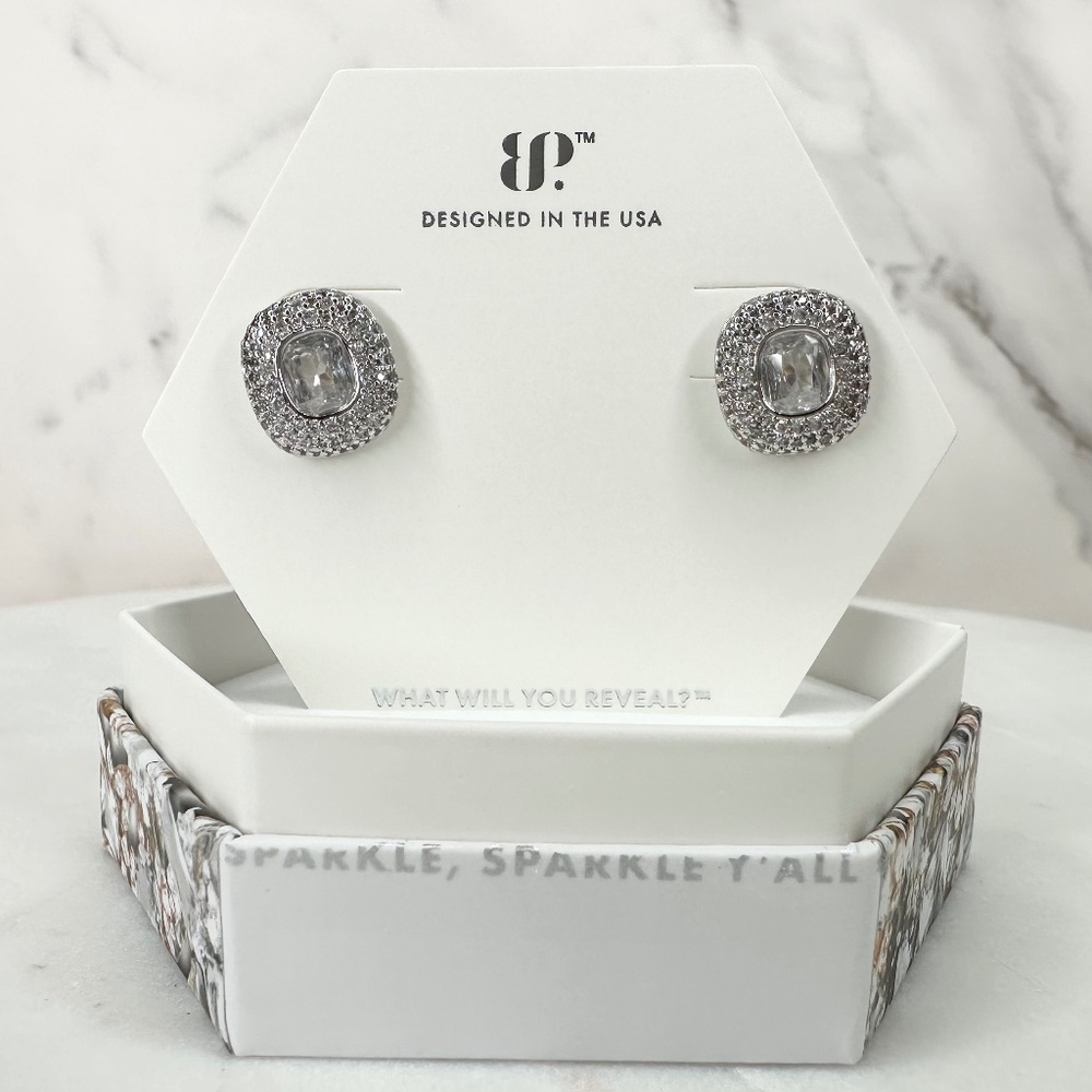 Bomb Party April Fierce As Fire Diamond Cubic Zirconia Stud Earrings ER50207 NWT